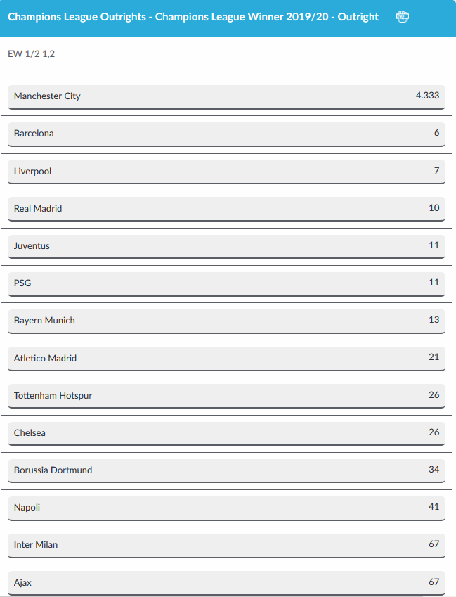 champions league betting