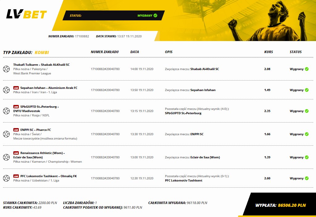 lv bet bukmacher bonus promocja wygrany kupon